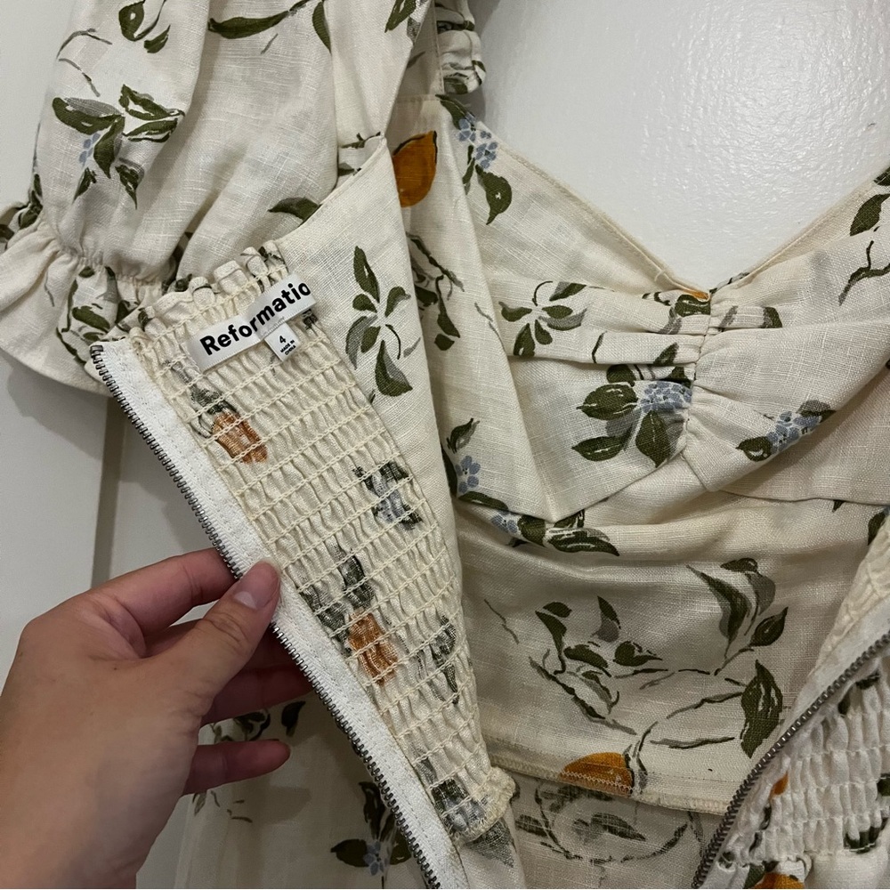 NWT! Reformation "Easton" Mini Dress in Citron (Lemon) - Size 4 (Small) - Picture 9 of 13